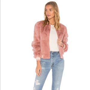 elizabeth and james faux fur bomber
